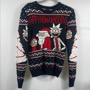 Rick and Morty Happy Human Holiday Ugly Christmas Sweater. Adult Swim. Sz Small‎